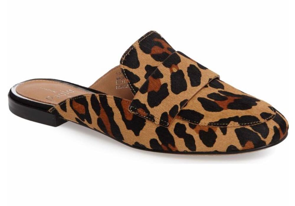 Nordstrom Linea Paolo Annie Calf Hair Loafer Mule US 7 Tan Leopard Animal Print